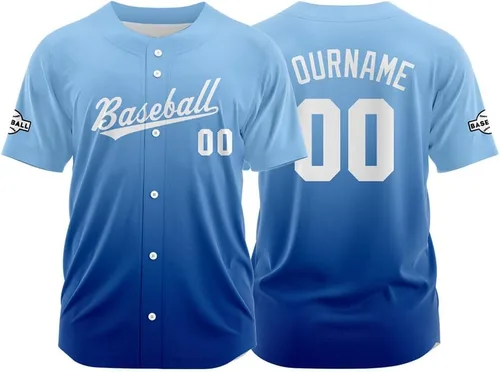 Miniatura 43 de Camiseta de béisbol con degradado personalizado, nombre, número y logotipo personalizados para hombres, mujeres y niños