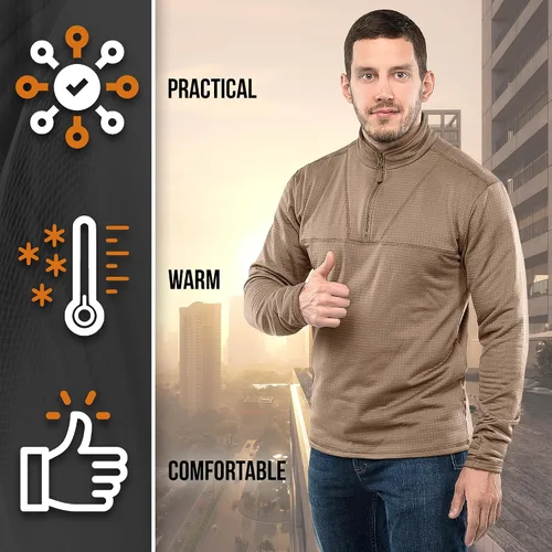 Miniatura 4 de M-Tac Thermal Shirt for Men Grid Fleece Lined Base Layer Compression Top for Cold Weather ECWCS Delta Level 2