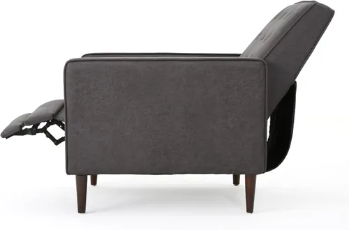 Miniatura 6 de GDFStudio Macedonia - Sillón reclinable de tela con respaldo copetudo, moderno Pizarra / Espresso oscuro