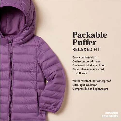 Miniatura 2 de Tienda Essentials Girls and Toddlers' Lightweight Water-Resistant Packable Hooded Puffer Jacket