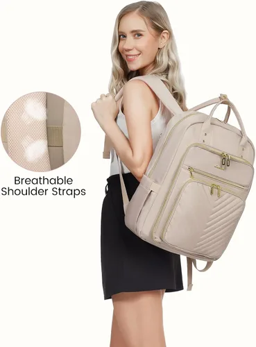 Miniatura 7 de LOVEVOOK Mochila para laptop para mujer, mochila de trabajo de moda con puerto USB, mochilas impermeables para el trabajo., Color blanco