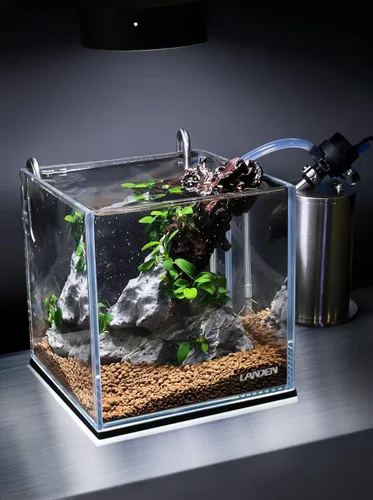 Miniatura 3 de LANDEN 25C 3.7 Galones Cubo Tanque de Acuario Sin Montura de Hierro Bajo, W9.84×D9.84×H9.84 pulg(25x25x25cm) 5mm de Grosor con Almohadilla