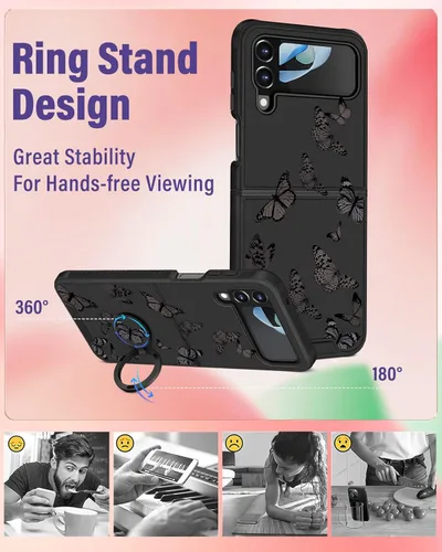 Miniatura 3 de Funermei para Samsung Galaxy Z Flip 4 Funda - Funda de Teléfono Bonita para Mujeres y Niñas con Mariposas Bonita Estética Femenina Diseño
