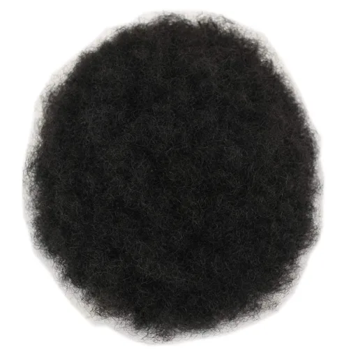 Miniatura 2 de Toupee Afro Curl Toupee para hombres negros 9.5 x 7.5 pulgadas 100% cabello humano mono base red con poliuretano duro reforzado