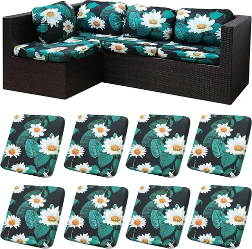 Miniatura 64 de Fundas de cojín de patio, fundas de cojín para exteriores, fundas de cojín elásticas de repuesto, protectores de muebles lavables y reutilizables
