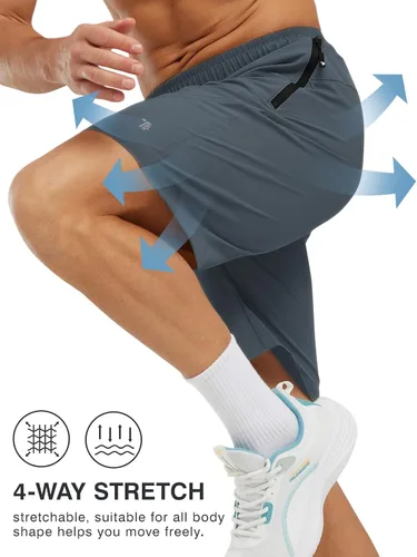 Miniatura 2 de Rdruko Pantalones cortos de senderismo para hombre con bolsillos con cremallera, 7 pulgadas, ligeros, de secado rápido, pantalones cortos