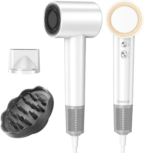 Miniatura 9 de Secador de pelo con motor de 110000 RPM de alta velocidad de 1400 W para secado rápido de 1 a 5 minutos, 3 niveles de viento caliente/frío y 49 dB