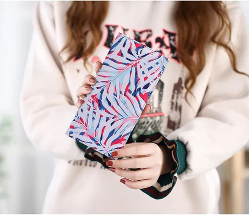 Miniatura 31 de HUA ANGEL Billetera para mujer, ultra delgada y delgada, con bloqueo RFID, tarjetero de crédito, doble embrague, carteras largas, regalo para A-ámbar