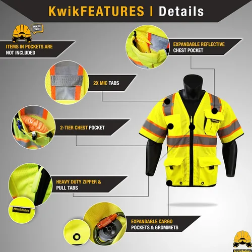 Miniatura 4 de KwikSafety - Charlotte, NC - Men's & Women's Class 3 Safety Vest PPE Hi Vis Reflective ANSI OSHA