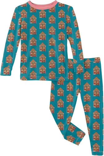 Miniatura 159 de KicKee Pants Conjunto de pijama de manga larga con estampado de piezas