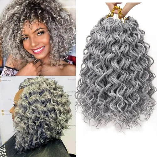 Miniatura 30 de GoGo Curl Crochet Hair 18 pulgadas onda de agua pelo sintético bohemio ganchillo trenzado jengibre onda profunda extensiones de cabello trenzado