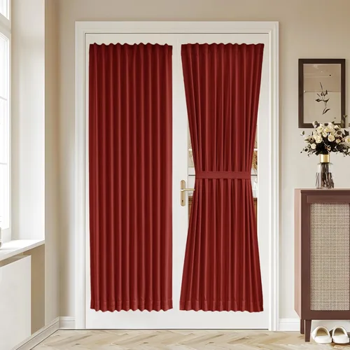 Miniatura 105 de Vatge - Cortinas autoadhesivas para puerta francesa, tratamiento de ventana con filtro de luz sin varillas ni perforaciones para puertas de cristal