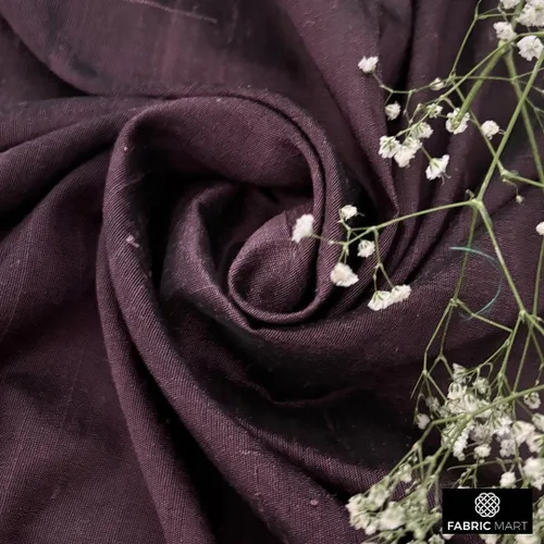 Miniatura 2 de Fabric Mart Direct Tela Dupioni de seda de vino oscuro por The Yard, 1 yarda 41 pulgadas de ancho Slubbed Dupioni Silk Solid Color Purple