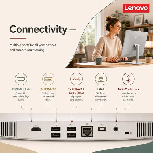 Miniatura 7 de Lenovo IdeaCentre - Computadora de escritorio todo en uno, pantalla IPS antirreflejo FHD de 24 pulgadas, 32 GB de RAM, almacenamiento de 1.5 TB