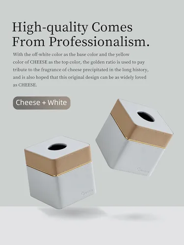 Miniatura 5 de Cubierta para Caja de Paños Cuadrada, Organizador Moderno de Cubo de Paños de Cuero PU Decorativo - Crema Albaricoque