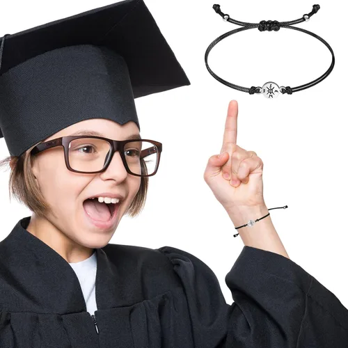 Miniatura 4 de 10 piezas de regalos de graduación 2023 brújula chapada en regalos clase de 2023 para pulseras de amistad, regalos de graduación de la universidad