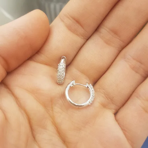 Miniatura 8 de Dazzlingrock Collection Pendientes de aro de oro blanco de 10 quilates de 0,30 quilates de oro blanco