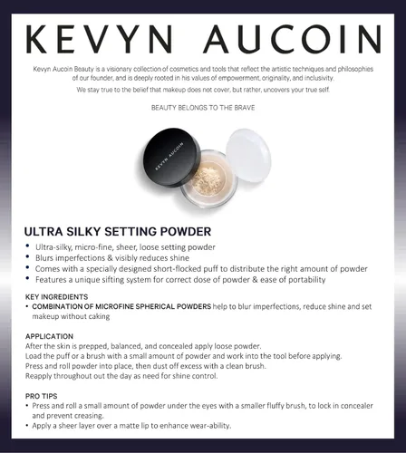Miniatura 4 de Kevyn Aucoin Smooth & Set Loose Powder with Puff: sombra universal, todos los tipos de piel y tonos. Transparente, ligero, combina bien, difumina