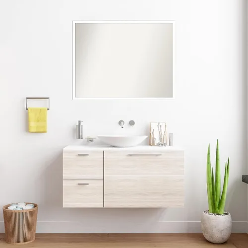 Miniatura 577 de Amanti Art Espejo de baño blanco para sobre el fregadero, 32 x 45 pulgadas, espejo de tocador rectangular blanco esbelto, marco de madera moderno