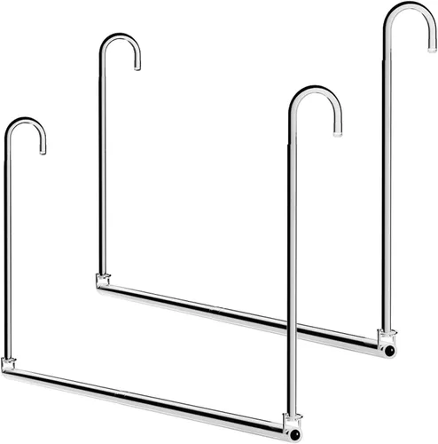 Barra para colgar en el armario, ancho y altura ajustables que ahorra espacio, barra para colgar ropa, paquete de 2 unidades, cromada Chrome-2Pack