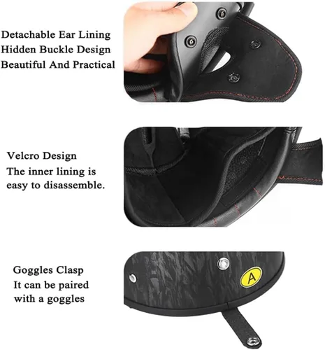 Miniatura 5 de Casco de cara abierta con Bluetooth para hombres y mujeres, casco retro de estilo alemán con diseño de calavera, visera con gafas, casco de media