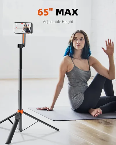 Miniatura 3 de TODI Trípode magnético de 65" para iPhone con control remoto, palo de selfie para iPhone Magsafe, soporte de trípode para teléfono celular