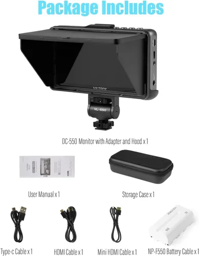 Miniatura 6 de VILTROX DC 550 Monitor de campo de cámara DSLR con pantalla táctil de 5.5 pulgadas FHD 1200nit 4K Video External Monitor for Sony Canon Nikon with
