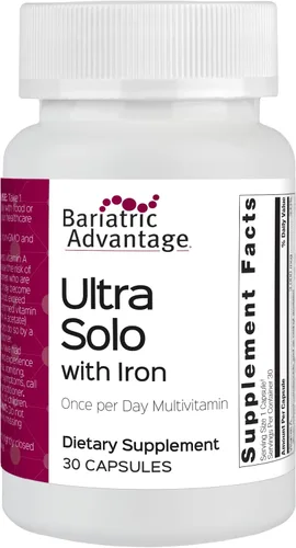 Bariatric Advantage Ultra Solo con hierro - Multivitamínico diario una vez al día - para pacientes bariátricos - con tiamina, vitamina A y más - Sin