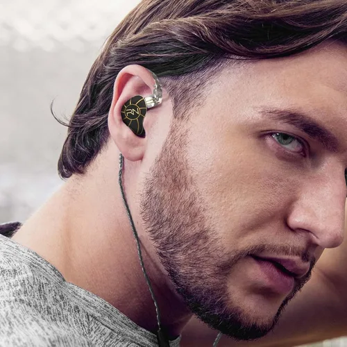 Miniatura 7 de RevoNext Auriculares estéreo de alta fidelidad con cable con micrófono, unidad cuádruple profesional RH-215 para músicos, bateristas, cantantes Negro