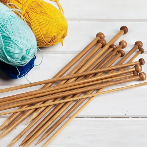 Miniatura 5 de LIHAO Juego de 30 piezas de agujas de tejer de bambú, agujas de tejer de madera, accesorios de kit de tejer para principiantes hechos a mano, de una