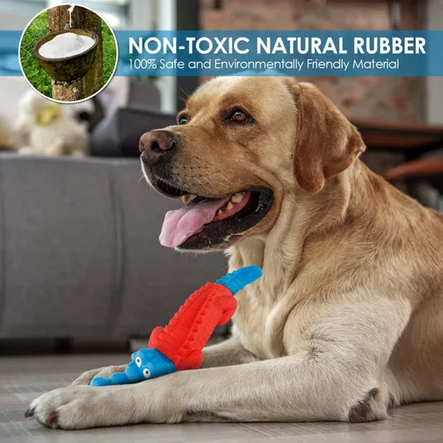 Miniatura 5 de petizer Juguetes masticables para perros que no chirrian para masticadores agresivos, juguete resistente de nailon y goma para perros con sabor a