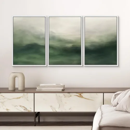 Miniatura 463 de SIGNWIN Lienzo enmarcado para pared, arte con pinceladas de flujo neutro en tonos beige abstractos, ilustraciones, arte moderno, decorativo