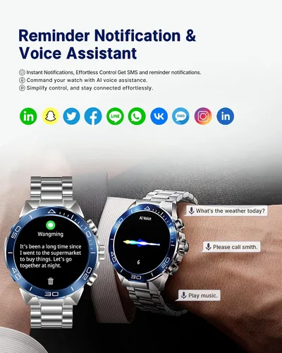 Miniatura 3 de Reloj inteligente para hombre (respuesta/hacer llamadas), pantalla AMOLED de 1.43 pulgadas con monitor saludable de 24 horas, más de 100 modos