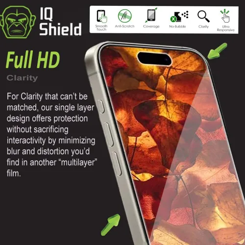 Miniatura 8 de IQShield Paquete de 2 protectores de pantalla para iPhone 15 Pro Max, fácil de instalar, ultra fino, antiarañazos, antiburbujas, resistente a