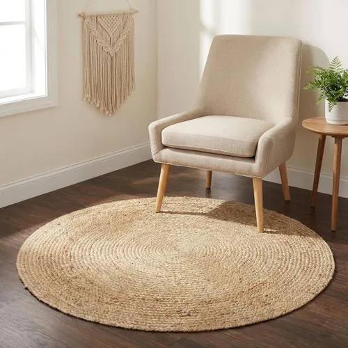 Miniatura 47 de RedEarth · Alfombra rectangular - 2'x3' de yute natural trenzada con respaldo antideslizante - Alfombra boho tejida a mano para dormitorio, cocina