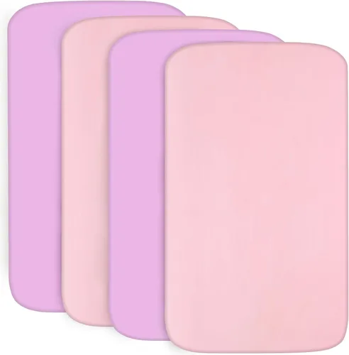 Miniatura 8 de Sábanas ajustadas para cuna para niños y niñas, paquete de 4 - Sábanas transpirables y suaves de microfibra para bebé en gris, azul marino y blanco