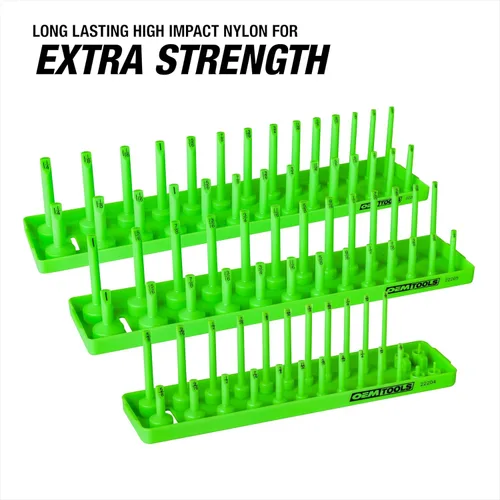 Miniatura 5 de OEMTOOLS 22233 Organizador de almacenamiento de herramientas para dados SAE y métricos, 6 organizadores de dados para dados de accionamiento