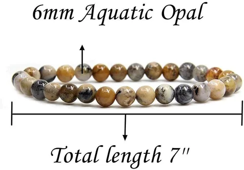 Miniatura 2 de Pulsera elástica de cuentas redondas de piedras semipreciosas de 0.236 in, unisex de 7 pulgadas