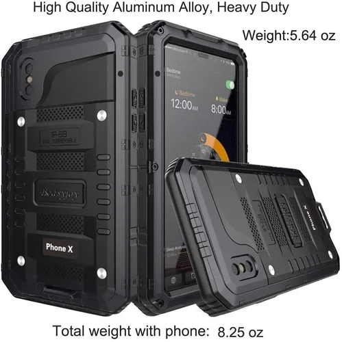 Miniatura 3 de Beasyjoy Funda de metal para iPhone Xs iPhone X/10, resistente al agua, resistente, protección de cuerpo completo, a prueba de golpes, resistente