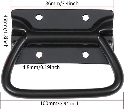 Miniatura 3 de Tiradores de acero inoxidable para caja de herramientas de elevación del pecho de la puerta de 4 pulgadas (paquete de 2, negro)