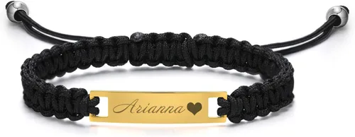 Miniatura 47 de Pulsera de barra para bebé: chapado en oro de 18 quilates, pulsera con placa de identificación personalizada para niños pequeños de mamá, nombre