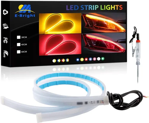 Miniatura 8 de YM E-Bright Tira de luz LED DRL para coche, SUV, motocicleta, tira LED para circulación diurna, señal de giro, luz de freno, cola secuencial, cambio