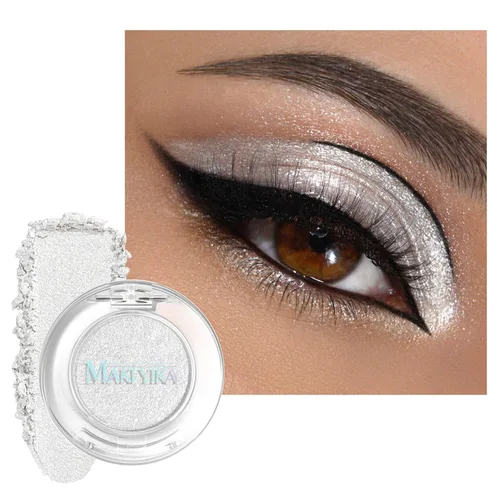 Miniatura 16 de MAKI YIKA Paleta de sombra de ojos blanca mate para mujer, sombra de ojos en polvo blanco pigmentado para ojos marrones, paleta de maquillaje