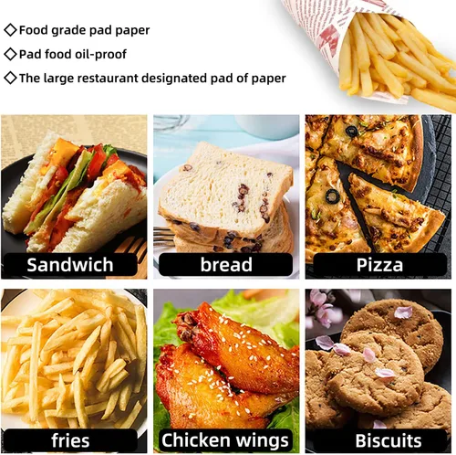 Miniatura 6 de 100 Hojas de Papel Deli, Papel para Envolver Sándwiches de 14 * 10 pulgadas, Papel para Envolver Alimentos, para Panes, Papas Fritas, Sándwiches