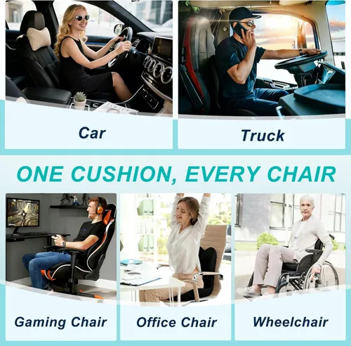 Miniatura 7 de Cojín de asiento para silla de oficina y automóvil, almohada de apoyo lumbar para silla de oficina, cojín de asiento ergonómico de espuma