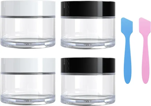 Miniatura 9 de Recipientes de tamaño de viaje para artículos de tocador, 4 frascos pequeños de cosméticos de 1 onza para maquillaje, cremas faciales, loción