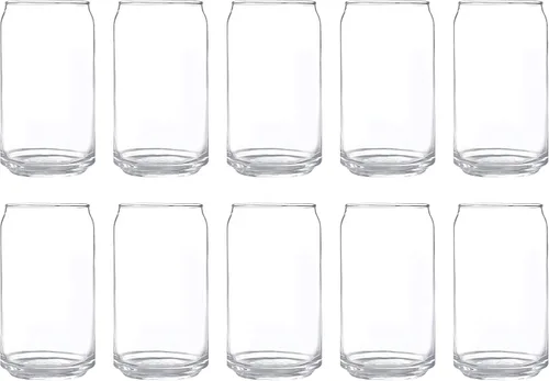 Miniatura 16 de Juego de 10 vasos de lata de cerveza personalizados, 16 onzas, tamaño de pinta, texto promocional, logotipo, forma de lata de soda, cristalería