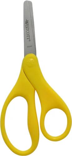 Miniatura 7 de Westcott Tijeras para niños de 5 pulgadas, romas, paquete de 12 (4 amarillas, 4 rojas, 4 azules)