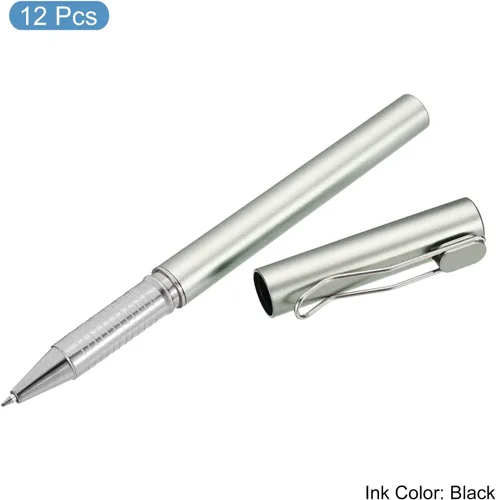 Miniatura 3 de PATIKIL Bolígrafos de gel de tinta negra, paquete de 12 bolígrafos de punta fina de 0.020 in, suministros de oficina de escritura suave con tapa Gris