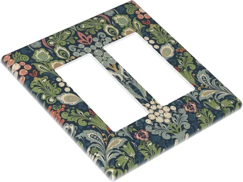 Miniatura 3 de William Morris Floral Boho Azul Medianoche Azul Bohemio Flor Doble Basculante/Decora Cubiertas de Toma Decorativas 2 Gang Interruptor de Luz Retro